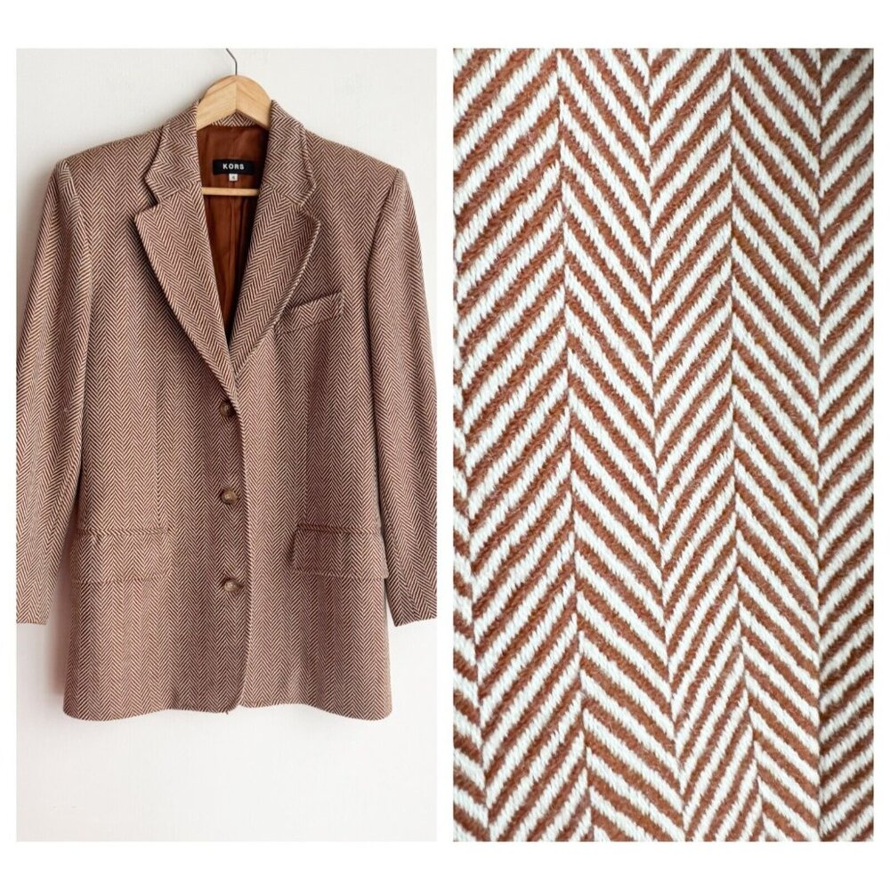 Vintage Michael KORS Women’s Brown Herringbone Blazer Jacket